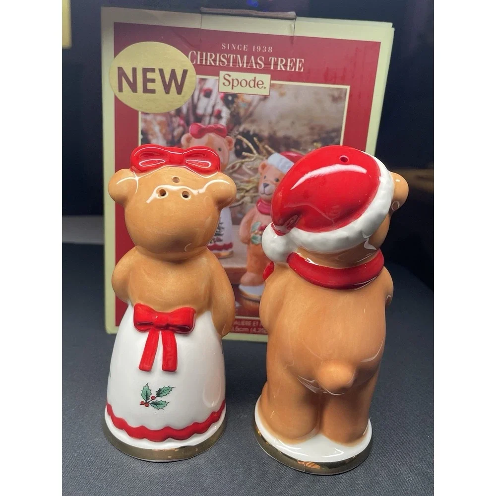 Spode Christmas Tree Salt and Pepper‎ Shakers Teddy Bear New in Box
